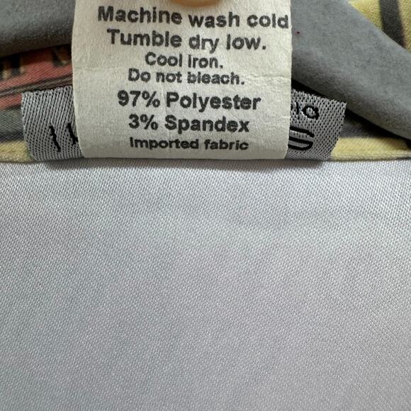 VTG Impulse California Jacket Women M Yellow Cityscape Button Front Long Sleeve - Picture 12 of 12